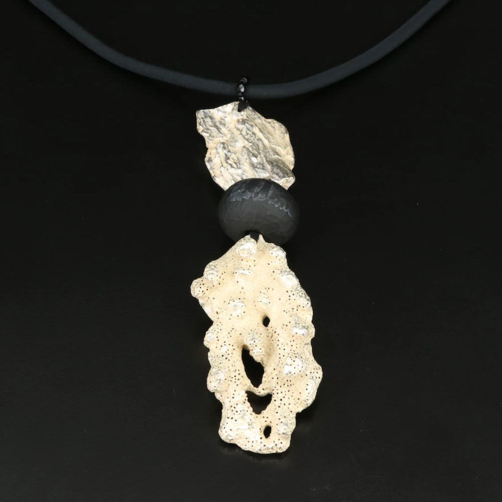 Maria Calderara Paper Maché and Biomorphic Pendant Necklace